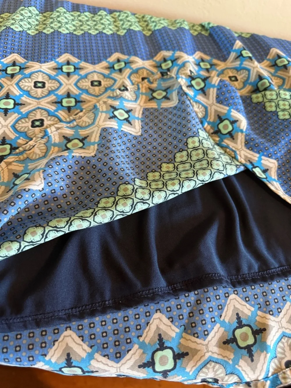 Banana Republic Blue & Aqua Geometric Maxi Dress Spaghetti Strap Size 10 - Picture 11 of 15